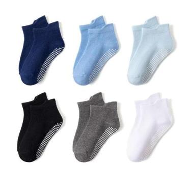 Imagem de Meias Antiderrapantes Para Crianças 6 Pares 0-5 Anos Meninos Meninas B