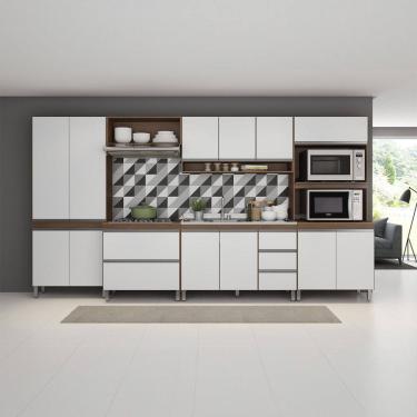 Imagem de Cozinha Modulada Balcao Pia Armario Nicho Sabrina 360x202Cm 6 Pecas MDP Menu Moveis