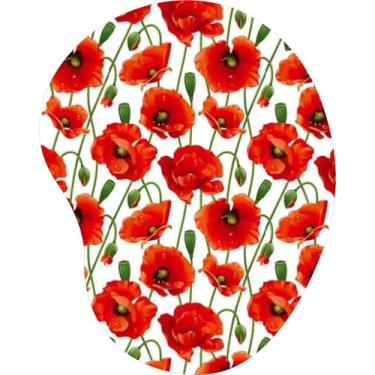 Imagem de Mouse Pad Ergonômico Gota Papoulas Vermelhas Fundo Branco