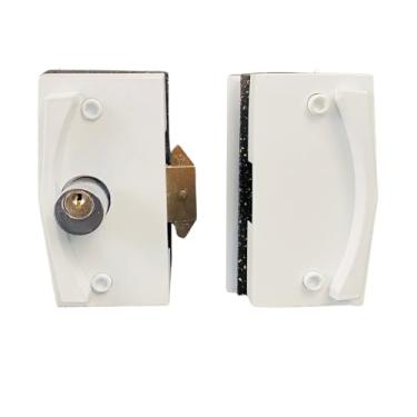 Imagem de Kit Fechadura Blindex 3530 com Contra Fechadura 3534 para Porta de Correr de Vidro Temperado 8 a 10 mm (Branco)