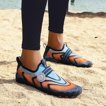 Imagem de Water Shoes – Meias aquáticas de secagem rápida para piscina, Azul escuro laranja, 11.5 Women/10.5 Men