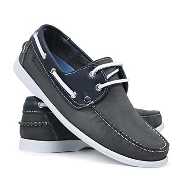 Imagem de Schiareli Mocassim Masculino em Couro Legítimo, Dockside Náutico, Azul Marinho, Marrom e Preto, Antiderrapante, Casual para Caminhada e Uso Diário (Cinza, BR, Adulto, Numérico, 37)