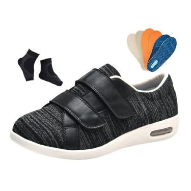 Imagem de Calçado Masculino Caminhada Com Edema Diabéticos, Calçado Ortopédico Ajustável Para Idosos Alívio Da Dor Diabética E Pés Inchados, Fecho Fácil E Respirável Idosos, Para Avô Avó(Dark gray,47 EU)