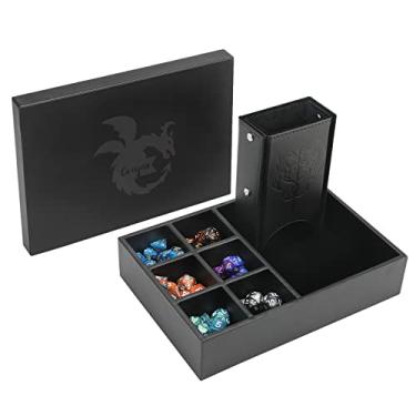 Imagem de Grajar 3 in 1 Dice Tray with Lid, Portable Dice Box Storage, DND Dice Holder for Dungeons and Dragons D&D RPG MTG Table Games (Black)
