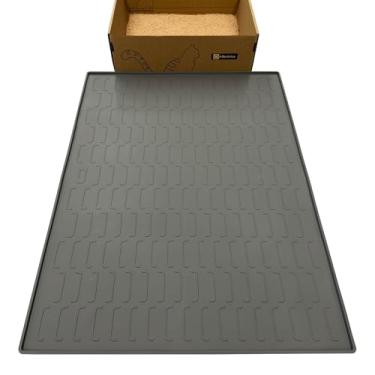 Imagem de IRRESTRICO Tapete de areia para gatos, grande 61 x 81 cm, tapete de caixa de areia de silicone para armadilha de areia, impermeável, antiderrapante, fácil de limpar, cinza