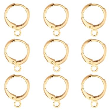 Imagem de 10 peças de ganchos de argola de latão banhado a ouro 18 K real com gancho redondo para orelha para mulheres, brincos para fabricação de joias