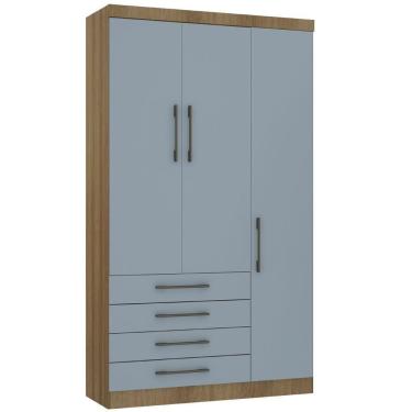 Imagem de Guarda Roupa Modulado 132cm 3 Portas E 4 Gavetas Paris Luciane Móveis Avelã Pf Com Grey Sky Pf