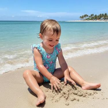 Imagem de Maiô Menina Infantil Babadinho Proteção Solar Uv50 Moda Praia Piscina 