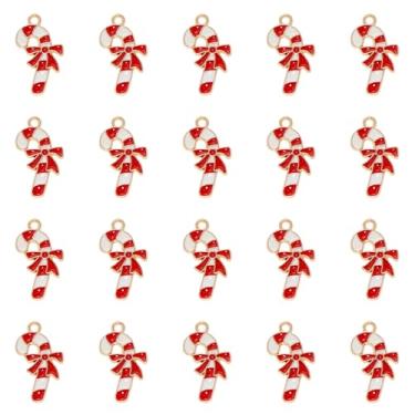 Imagem de Tupalizy 20 peças, pingentes de bengala doce, decoração de doces de Natal, pingente esmaltado para brincos, colares, pulseiras, joias, chaveiros, guirlandas, artesanato, presentes, enfeite de árvore