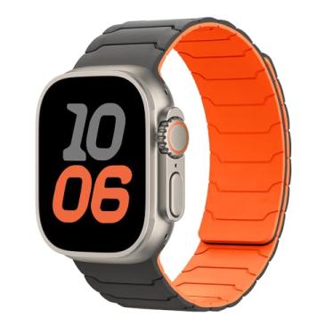 Imagem de Pulseira magnética para Apple Watch série 10/9/8/7/6/5/4/3/SE/2nd/Ultra2 de 49 mm, 46 mm, 45 mm, 44 mm, 42 mm, 41 mm, 40 mm, 38 mm, 48 mm, 40 mm, pulseira de silicone esportiva para Apple Watch Series