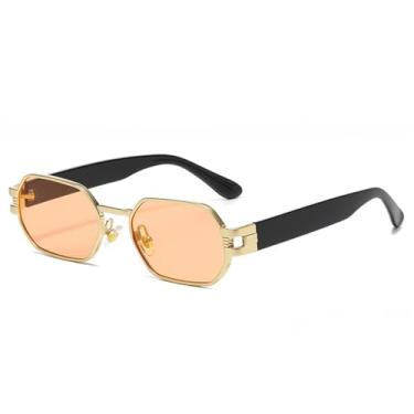 Imagem de Óculos de Sol Candy Color Feminino Punk Oval Masculino Metal UV400 para Esportes ao Ar Livre, Corrida e Ciclismo, Laranja Dourado
