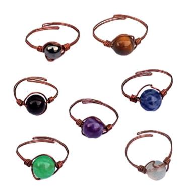 Imagem de Anel Artesanal de Cobre com Pedra Natural, Ajustável (Olho de Tigre (Marrom)