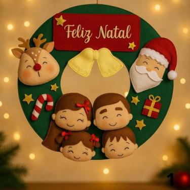 Imagem de Guirlanda de Natal Enfeite Artesanal Feliz Natal Decoração - PEQUENINO