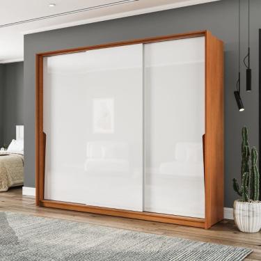 Imagem de Guarda Roupa Roupeiro 3 Portas de Correr 4 Gavetas Porto Freijó Branco Politorno Móveis