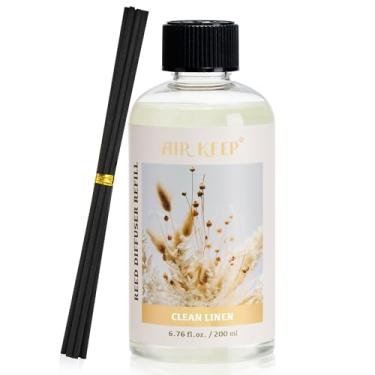 Imagem de Airkeep Refil de óleo difusor de palheta com bastões difusores, 200 ml, óleos perfumados de linho limpos, aromaterapia, fragrância doméstica e ambientador, decoração de escritório, decoração