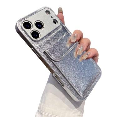 Imagem de Losin Capa de telefone compatível com iPhone 17 Pro, simples, elegante, porta-cartões, capa de telefone à prova de choque para mulheres e meninas, prata