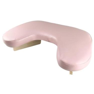 Imagem de MotiveTech Apoio de mão em formato de U para unhas, portátil, versátil e confortável, acessório profissional leve com base de madeira e revestimento, Rosa