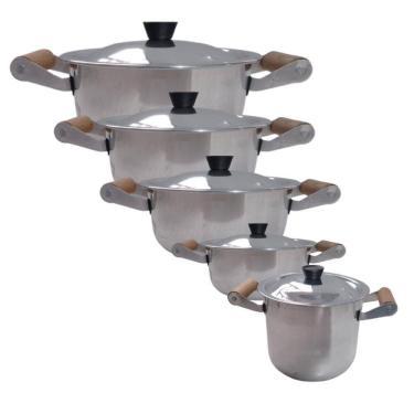 Imagem de Jogo Panela Alumino Premium Polida 5 Peças N16/18/20/22/24