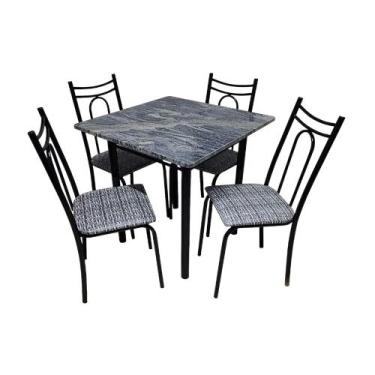 Imagem de Mesa Veneza com 4 Cadeiras Estofadas Preto Da Thais 110x70x75 cm