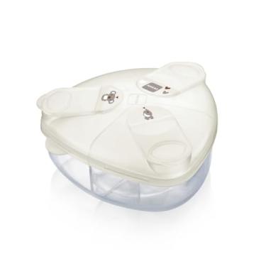 Imagem de MAM Baby Porta Leite em Pó Com 3 Compartimentos de 40g Com Tampa Antivazamento e Forma Triangular, Neutro
