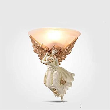 Imagem de Luminária de parede contemporânea em forma de anjo, com LED, estilo americano criativo, para sala de estar, quarto, escritório, casa de campo, hotel, quarto infantil, café, restaurante ocide