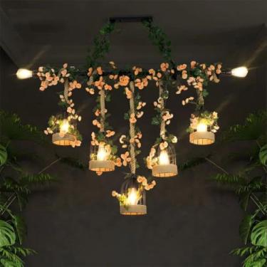 Imagem de Luminária pendente retrô americana em corda de cânhamo para restaurante, com estilo campestre, criativa, musical, para balcão de caixa, bar, cafeteria, loja de chá com leite, loja de roupas,