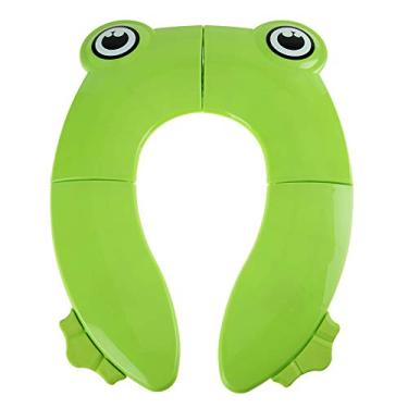 Imagem de Aqur2020 Capa de Assento Portátil para Penico, Assento Dobrável para Treinamento de Vaso Sanitário para Crianças, Padrão de Desenho Animado, Capa de Penico de Plástico para Uso (Sapo)
