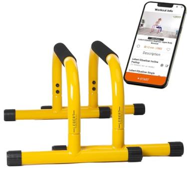 Imagem de Lebert Fitness Barras Parallette | Suporte de barra push-up | Equipamento de exercício de calistenia para casa, academia, escritório | Barras paralelas antiderrapantes para treinamento de força | Compacto | Todos os níveis de fitness | Amarelo