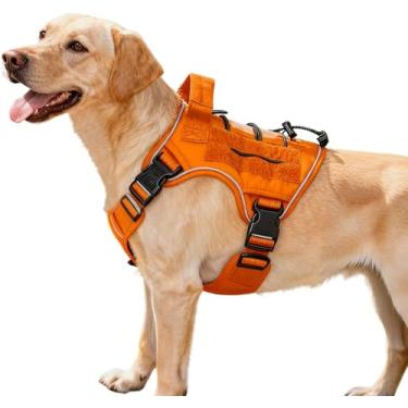 Imagem de Peitoral tático resistente para cães grandes, colete refletivo ajustável sem puxão com sistema Molle, controle de nível militar K9 para treinamento de serviço, atividades ao ar livre e mais de 10