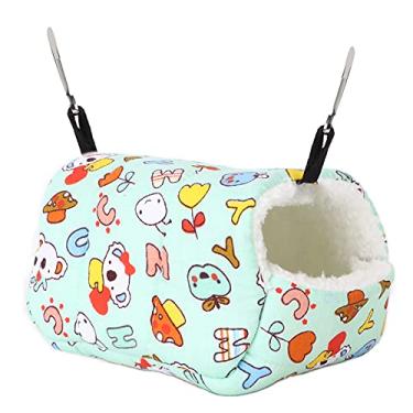 Imagem de QANYEGN Esconderijos de cobaia, ninhos de algodão pendurados de hamster, ninhos de algodão quentes para cama suspensa para rato hamster gerbil planador de açúcar chinchila (14 * 12)