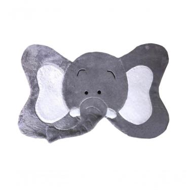 Imagem de Tapete Pelúcia Elefante 1,05m X 75cm Decorativo Quarto Infantil Base Emborrachado - Cinza Com Branco