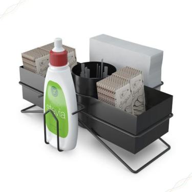 Imagem de Porta Guardanapos Organizador de Sachês de Açúcar Adoçante Mexedor Chá