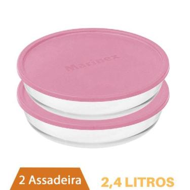 Imagem de 2 Assadeiras Redonda C Tampa 2,4 L Travessa de Vidro Marinex - NADIR F