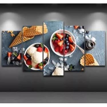 Imagem de Kit quadro decorativo 5 peças 95x60cm Sorveteria Sorvetes