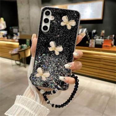 Imagem de Capa de silicone macia com pulseira de cristal borboleta e glitter para Samsung S24 S23 Ultra S21 S22 Plus S20 FE S10 Note 20 10 Plus, 02, para Samsung S20