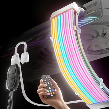 Imagem de Asiahorse Capa Aurora Pro Argb PSU com 108 LEDs endereçáveis, capa de cabo de alimentação Aurora Argb para placa-mãe e fonte de alimentação Gpu PC, sincronização Argb 5v 3 pinos, adequada para fonte