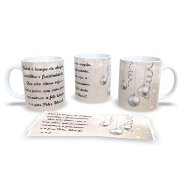 Imagem de Caneca de Natal com Desenho de Inverno, Porcelana Branca, Estampa Festiva com Papai Noel e Animais, Tema Natalino (5)