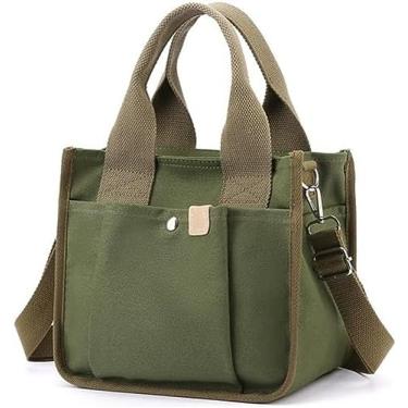 Imagem de Sacolas femininas de lona, bolsa transversal com bolsos, alça superior, bolsas de ombro, bolsa carteiro bíblica grande com bolsos