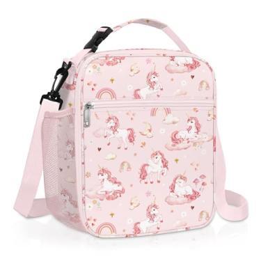 Imagem de Clastyle Lancheira infantil com isolamento princesa, grande, térmica para meninas, piquenique, escola, lancheira infantil, arco-íris, unicórnio