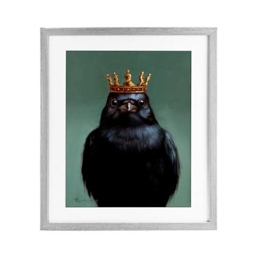 Imagem de Stupell Industries Impressão emoldurada de bétula de retrato de rei corvo sob vidro, design de Lucia Heffernan, 21 x 17