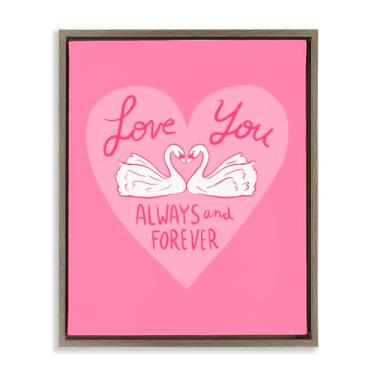 Imagem de Stupell Industries Always & Forever Swans Gray Framed Floater Canvas Wall Art, design por Juliet Meeks, 78 x 63 cm