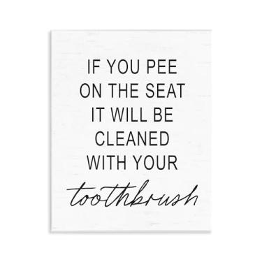 Imagem de Stupell Industries Sassy Clean With Toothbrush Warning Wall Plaque Art, design por Lettered and Lined, 14 x 11