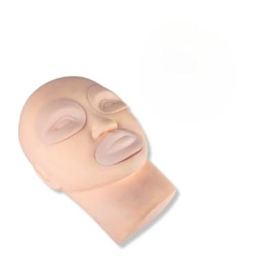 Imagem de Extensão de Cilios, Kit Treino Cílios Make Cabeça Silicone + 5 Moldes Olhos Boca Boneca Manequim Curso MicropigmentaçãO