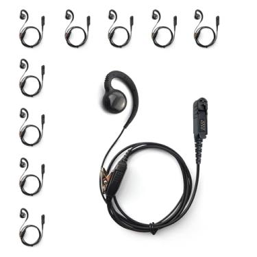 Imagem de [Pacote com 10] Fone de ouvido giratório PROMAXPOWER 1 fio em forma de C com microfone PTT para rádios bidirecionais Motorola XPR3000, XPR3300e, XPR3500e, DP3441, DEP550, MTP3550, XiR-P6620, XiR-P6628