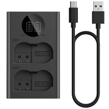 Imagem de Carregador de bateria de câmeras duplas MH25 para EN-EL15 EN-EL15a EN-EL15b EN-EL15c para Nikon D500 D600 D610 D750 D780 D800 D800E D810 D810A D850 D7000 D7110 00 D7 200 D7500 Coolpix Z1 Z5 Z6 Z6 II
