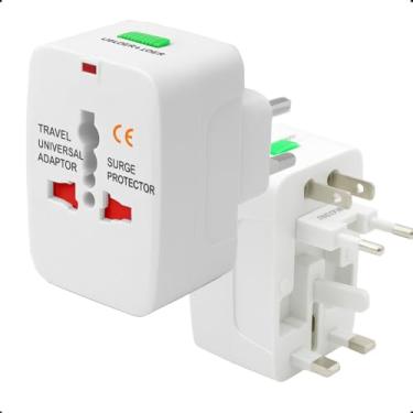 Imagem de Adaptador Tomada Universal Padrão 150 Países Internacional Bivolt Estados Unidos Europa China Reino Unido Argentina EUA UK CH Ideal para Viagens Internacionais 01 un.