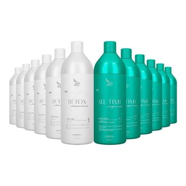 Imagem de Kit 6 Escovas Progressivas All Time Orgânica + 6 Shampoos Detox 1 Litro