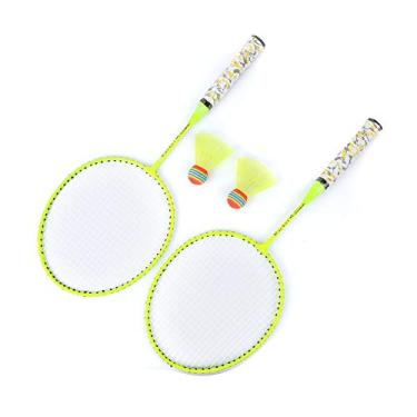 Imagem de Raquete de Badminton Infantil, Jogo de Esportes Ao Ar Livre, Conjunto de Brinquedos para Meninos e Meninas Com 2 Bolas (Amarelo Fluorescente)