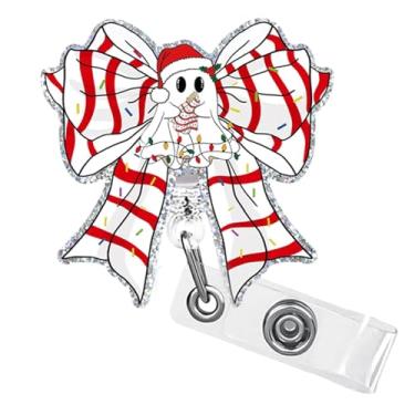 Imagem de Carretel de crachá retrátil de Natal com clipe de crachá leve de transporte de fantasma de 360° com clipe jacaré de 360° para decoração de cartão de identificação de médico, enfermeira, hospital