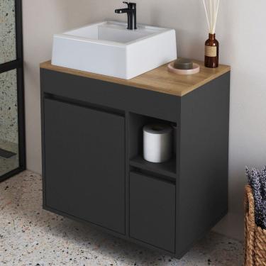 Imagem de Armário de Banheiro Bangladesh 1 Porta 1 Gaveta com Cuba Grafite - Art In Móveis